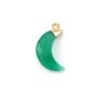 Pendentif Agate vert Lune facettée argent 925 doré à l'or fin 11x19mm x 1pc