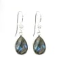 Boucles d'oreilles argent 925 Labradorite goutte sertie x 2pcs