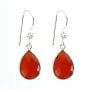 Boucles d'oreilles argent 925 Cornaline goutte sertie x 2pcs