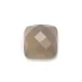 Cabochon agate gris carré facette 10mm x 1pc