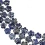 Blue sodalite, in shape of a flower, 15mm x 42cm