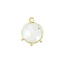 Pendentif pierre traitée couleur saphir rond facetté serti argent 925 doré à l'or fin 13mm x 1pc