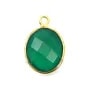 Agate verte ovale facettée sertie sur argent doré 9x11mm x 1pc