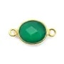 Agate verte ovale facettée sertie sur argent doré 2 anneaux 9x11mm x 1pc