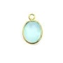 Calcédoine ovale facettée sertie sur argent doré 9x11mm x 1pc