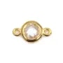 Spacer sterling silver 925 golden and crystal zirconium 5x9mm x 1pc
