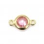 Spacer sterling silver 925 golden and  zirconium rose quartz 5x9mm x 1pc