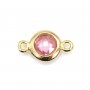 Intercalaire argent 925 doré à l'or fin et zirconium quartz rose 5x9mm x 1pc