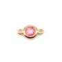Spacer sterling silver 925 golden and  zirconium rose quartz 5x9mm x 1pc