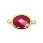 Intercalaire argent 925 doré et zirconium ruby oval 9.5x17.5mm x 1p
