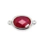 Spacer sterling silver 925  and  zirconium ruby 9.5x17.5mm x 1pc
