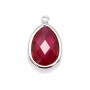 Intercalaire argent 925 et zirconium ruby goutte 9.5x15.5mm x 1pc