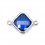 Intercalaire argent 925 et zirconium sapphir rhombe 10x17mm x 1pc