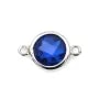 Intercalaire argent 925 et zirconium saphir rond 9.5x14.5mm x 1pc