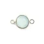 Calcédoine ronde facettée sertie sur argent 2 anneaux 9mm x 1pc