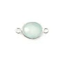 Calcédoine ovale facettée sertie sur argent 2 anneaux 9x11mm x 1pc