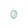 Calcédoine ovale facettée sertie sur argent 9x11mm x 1pc