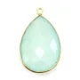 Pendentif en calcedoine sertie en argent, en forme de goutte, 26x31mmx 1pc