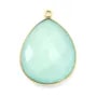 Pendentif en calcedoine sertie en argent 925 doré à l'or fin, en forme de goutte, 26x31mmx 1pc