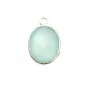 Calcédoine sertie en argent ovale 11x13mm  x 1pc