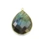 Labradorite pendant set in golden silver, in shape of a drop 26x31mm x 1pc