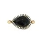 Agate noir goutte facette serti sur argent 925 doré avec zirconium 13x17mm x 1pc