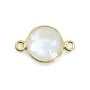 Moonstone in the shape round, 2 rings, set on golden silver, 9mm x 1pc
