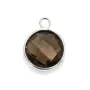 Quartz fumé rond facette sertie sur argent 925 11mm x 1pc