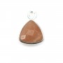 Breloque Pierre de lune orange triangle facettée serti argent 925 9x13mm x 1pc