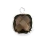 Quartz fumé coussin facette sertie sur argent 925 11mm x 1pc