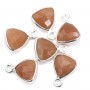 Breloque Pierre de lune orange triangle facettée serti argent 925 9x13mm x 1pc