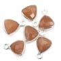 Charm a triangolo in pietra di luna arancione in argento 925 9x13 mm x 1 pezzo