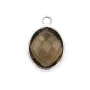 Quartz fumé ovale facette sertie sur argent 925 10x12mm x 1pc