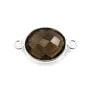Quartz fumé ovale facette sertie sur argent 925 2 anneaux 10x12mm x 1pc