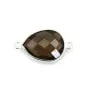 Quartz fumé goutte facette sertie sur argent 925 2 anneaux 13x17mm x 1pc