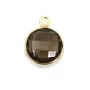 Quartz fumé rond facette sertie sur argent doré 11mm x 1pc