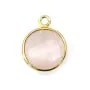 Quartz rose rond facette serti sur argent doré 9mm x 1pc