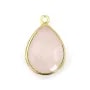 Quartz rose goutte facette sertie sur argent doré 13x17mm x 1pc