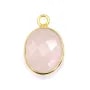 Quartz rose ovale facette sertie sur argent doré 10x12mm x 1pc