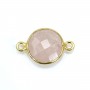 Faceted round rose quartz set in gold-plated silver 2 rings 11mm x 1pc