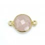 Quartz rose rond facette serti sur argent doré 2 anneaux 11mm x 1pc