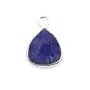 Breloque Pierre teintée couleur saphir triangle facettée serti argent 925 9x13mm x 1pc