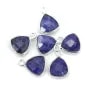 Ciondolo di pietra tinta colore zaffiro triangolo sfaccettato in argento 925 9x13mm x 1pc