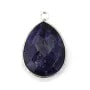 Pierre traitée couleur saphir serti sur argent 925 goutte facetté 13x17mm x 1pc