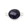 Pierre traitée couleur saphir serti sur argent 925 ovale 2 anneaux 11x13mm x 1pc