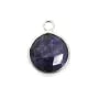 Pierre traitée couleur saphir sertie sur argent 925 rond facetté 11mm x 1pc