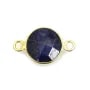 Pierre traitée couleur saphir serti sur argent 925 rond facetté 2 anneaux 11mm  x 1pc