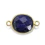 Pierre traitée couleur saphir serti sur argent 925 oval 2 anneaux 10x12mm  x 1pc