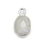 Oval facetado moonstone encanto conjunto en plata 925 7x12mm x 1pc