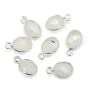 Breloque Pierre de lune ovale facettée serti argent 925 7x12mm x 1pc